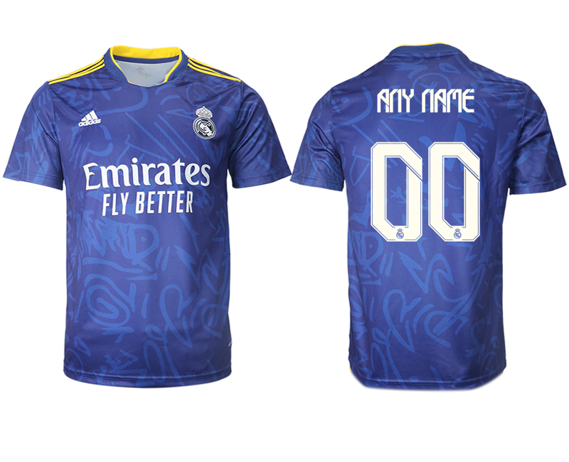 Men 2021-2022 Club Real Madrid away aaa version blue customized Soccer Jersey